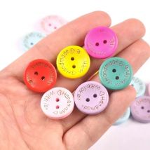 50Pcs Candy Color Wooden Button "Handmade" tags Wood Sewing Accessories For Clothes Handmade Scrapbooking Craft DIY 20mm mt2740