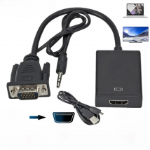 Full HD 1080P VGA to HDMI-compatible Converter Adapter Cable With Audio Output VGA HD Adapter for PC laptop to HDTV Projector