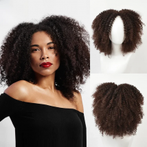 MSIWIGS Brown Synthetic Kinkly Curly Wigs for Women Ombre Blonde Pink Red Short Afro Wig African American Black Middle Part Hair