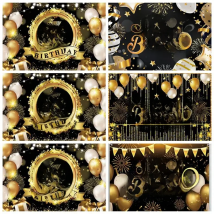 Happy Birthday 30th 40th 50th Background Birthday Party Adults Black Gold Balloons 30 40 50 Anniversary Birthday Party Decor
