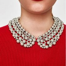 2025 New Multilayer Faux Pearl Large Collar Big Bib Choker Necklace Women Luxury Crystal Statement Necklace Indian Jewelry