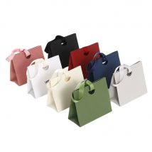 30/50pcs Paper Jewelry Packaging Tote Bags Custom Logo Bulk Beige Grey Green Handbags Souvenir Bag Wedding Party Gift Candy Sack