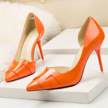 2025 New Show Thin Women High Heels Shoes Patent Leather Fashion Pumps Woman Side Cut-Outs Shallow Ladies Office Shoes 8 Colors