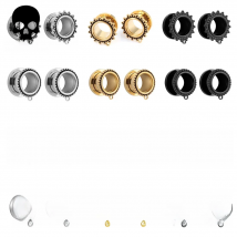 Cavort 10 PCS Wholesale Stainless Steel DIY Allergy Free Basic Dangle Ear Gauge Plugs Tunnels Body Piercing Jewelry Expanders