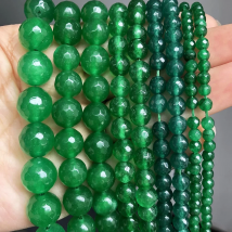Faceted Dark Green Chalcedony Jades Beads Natural Loose Beads For Jewelry Making DIY Bracelet Accessories 15'' 4 6 8 10 12mm