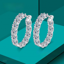 KNOBSPIN 2.6ct D Color Moissanite Earring 925 Sterling Sliver Plated White Gold Hoop Earring for Women Wedding Party Jewelry