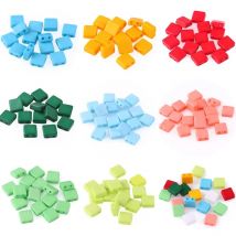 100/200/300pcs 8*8*4mm Two Hole Acrylic Seed Beads Spacer Beads for Diy Bracelet Necklace Jewelry Making Accessories