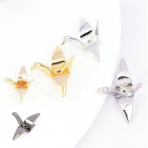 (180)6PCS 22x10MM 24K Gold Color Brass Paper Crane Charms Pendants for Jewelry Making Diy Jewelry Findings Accessories wholesale