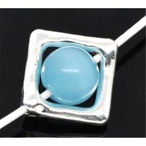 Doreen Box Lovely 50 Silver color Square Bead Frames 12x12mm Findings (B07789)