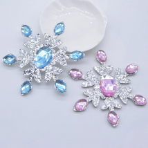 4Pcs 78*90mm Padded Glitter Leather Snowflake with Crystal Applique for DIY Christmas Hat Clothes Headwear Hair Clips Bow Decor