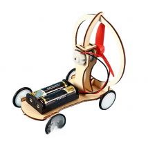 DIY Electric Wind Car Toys Excellent Plastic Wood Kids Students Physical Science Experiments Technology Learning Kit