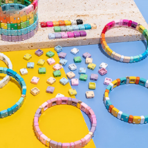 100pcs 8X8MM Inlaid Diamond Enamel Beads For Bracelets Making Colorful Square Beads For Jewelry Making Diy Boho Accessory