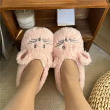 House Slipper Home Women Winter Fur Warm Plush Non slip Grip Indoor Fluffy Lazy rat Mouse Ears Fuzzy Shoes Female Cute Funny
