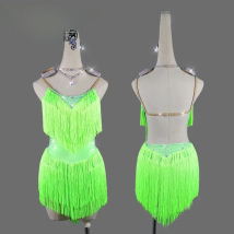 Latin Dance Dress Woman Diamond Tassel Professional Competition Suit Adult Children High-end Custom Stage Costume Tango Costume