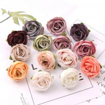 30PCS/4cm Vintage bud White Rose Artificial Silk Flower Heads Wedding Decoration DIY Wreath Scrapbooking Craft Fake Flowers