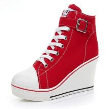 hot Canvas Shoes Women Wedges High Top Platform Shoes Woman Casual Trainers Elevator Shoe High Heels Zapatos Mujer size 35--43