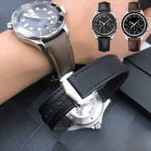 19mm 20mm 21mm Genuine Leather Watch Band fit for Omega  Planet Ocean AT150 Seamaster GMT 007 Diver 300 Soft Cowhide Watch Strap