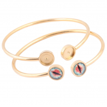 2pcs stainless steel gold plated cabochon bracelet bezel blanks bendable 8mm 10mm 12mm bracelets bangle base setting trays diy