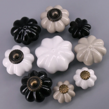 1x Grey white Black Pumpkin Shape Ceramic Drawer Pull Furniture Knobs Closet Cupboard Door handle