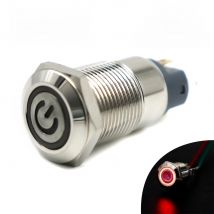 1pc Car Computer 12mm Latching Angel Eye Aluminum Metal LED Power NO Push Button Switch Self-locking Metal Switch Normally Open