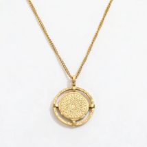 Joolim Jewelry PVD Wholesale Waterproof Fahionable Antique Sun Coin Pendant Stylish Stainless Steel Necklace For Women