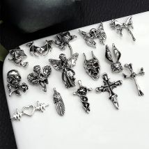 10Pcs Vintage Cross Nail Art Charms 3D Alloy Baroque Angel Heart Nail Art Decoration DIY Designer Luxury Manicure Accessories