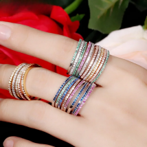 CWWZircons 3 pcs Mix Colors Women CZ Stones Engagement Wedding Rings Set Rose Gold Color Fashion Famous Brand Ring Jewelry  R093