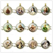 St Francis Patrick Michael Virgin Mary Necklace Christian Saint Pendant Necklace Religion Jewelry Gifts