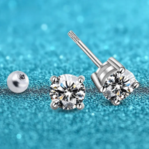 Smyoue Single 1.0ct Moissanite Screw Thread Earrings for Women Lab Grown Diamond Ear Studs 925 Sterling Silver Fine Jewelry Gift