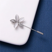 Trendy Vintage Opal Crystal Rhinestone Flower Long Needle Brooch For Women Wedding Banquet Jewelry Gift For Girlfriend