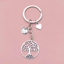 Fashion Stainless Steel Life Tree Keychain Love Apple English Letter Thank You Pendant Key Chain Gifts For Family Friends