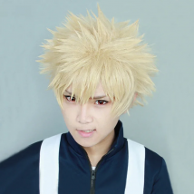 My Boku no Hero Academia Bakugou Katsuki Bakugo Short Linen Blonde Heat Resistant Cosplay Costume Wig