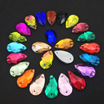 All Sizes Colors Sewing teardrop Glass Sew On Stones Pear Shape Crystal Sew On Rhinestone 2 Holes DIY Garment Dress Making