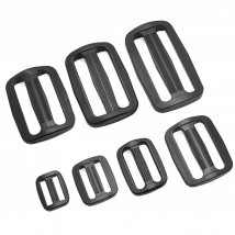 10 Pcs/Pack 15-50mm Webbing Plastic Curve Slider Tri-Glide Adjust Tri-ring Buckles Backpack Straps Black