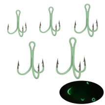 Fishing Glow Treble Hook 2# 4# 6# 8# 10# High Carbon Steel Luminous Barbed Hooks Lot 10 Pieces SALE