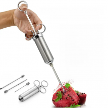 Grill 2-oz Marinade Seasoning Injector Turkey Meat Injectors Stainless Steel Cooking Syringe Injection With 2-5 Needles