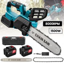 Motosega a batteria senza spazzole da 12 pollici, 0-8000 giri/min, compatibile con batteria Makita da 18 V, capacità di taglio da 30 cm per potatura di legno e alberi