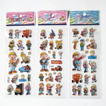 6pcs Bob the Builder Bubble Stickers Bulldozer Construction Engineer Characters Stickers for Children Preschool Toy