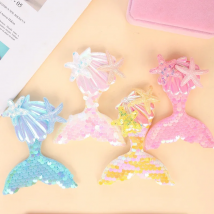 10Pcs 9*11CM Sequin Mermaid Padded Appliques For Baby Clothes Sock Hat Sewing DIY Headwear Hair Clip Bow Accessories Patches