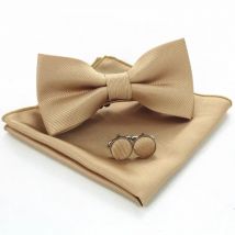 JEMYGINS BowTie Men's Formal Tie Bow Pocket Square Cufflinks Gift Set Solid Color Bow Tie Hanky Set Business Wedding Bow Tie