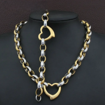 Wholesale Stainless Steel Vintage Jewelry Love Silver And Gold Color Bracelet Necklace Sets For Woman Man SGEAAZCF