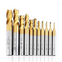 1.5-10mm HSS Titanium Coated 4 Flute Spiral Bit HRC63 End Mill Cutter CNC Drill Bit Milling Cutter Set For Wood, Steel Cutting
