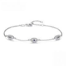 KALETINE Luxury Evil Eye Charm Bracelet for Women 925 Sterling Silver Shiny Cut Cubic Zircon CZ Adjustable Bangles Jewelry Gift