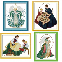 Angel Mother and Child Character Pattern Cross Stitch 14CT 11CT Counted Canvas Fabric Embroidery Kits Needle and Thread Sewing