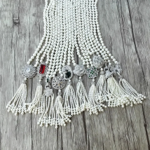 1Pcs Handmade Charm Pendant Zircon CZ Micro Pave Connector, Shell Pearl Beads Chain Tassels Women Jewelry Necklace