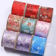 5 Yards 25/38mm Flower Printed Webbing Ribbon For Bow Cap DIY Clothing Accessories Party Gift Packaging Jacquard Ribbon,5Yc9505