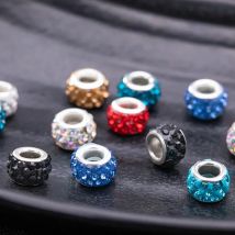 20Pcs Lot Mixed Colorful Crystal European Beads Rhinestone Large Hole European Charms Rondelle Beads fit Bracelet Jewelry Making