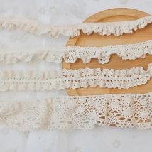 5Yards/Lot Cotton White Beige Elastic Lace Trims High Quality Guipure Embroidery Lace Trim Fabric DIY Sewing  Accessories