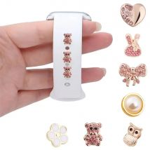 Silicone Strap Decorative Ring Nails For Apple Watch Band Charms Metal Creativity Cute Bow Bear Accessories For iwatch