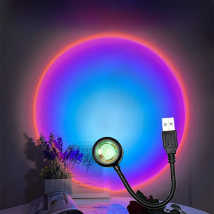 USB Sunset Lamp LED Night Light Projector Rainbow Photography Wall Atmosphere Lights Bedroom Decoration Home Room Decor Gifts